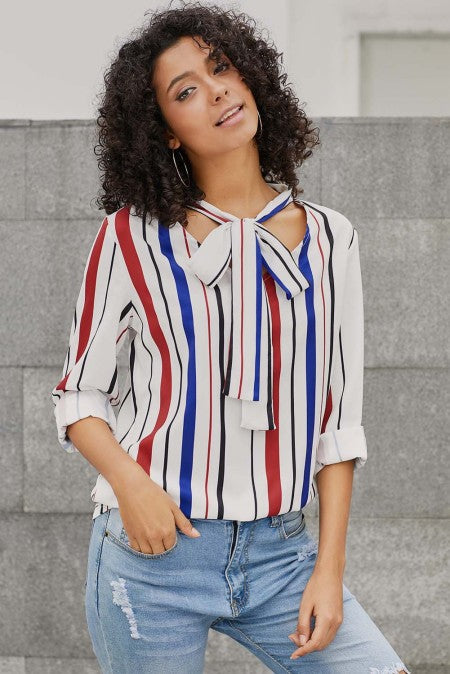 Striped Pussycat Bow Top