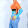 Y2K Tri-Color Body Con Long Sleeve Shirt